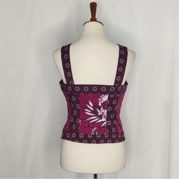 WHBM White House Black Market Bustier Top 4 Mixed Print Bodice Foral Red - Picture 7 of 11